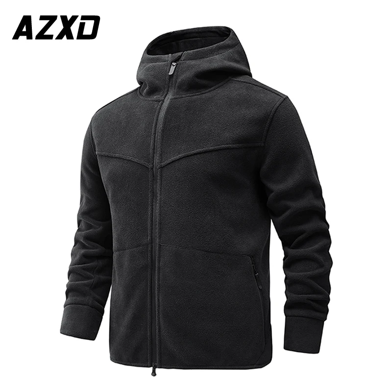 

Новинка Зима 2022, Мужская теплая и повседневная флисовая куртка, мужское однотонное пальто, мужское флисовое пальто с капюшоном, Мужской фли...