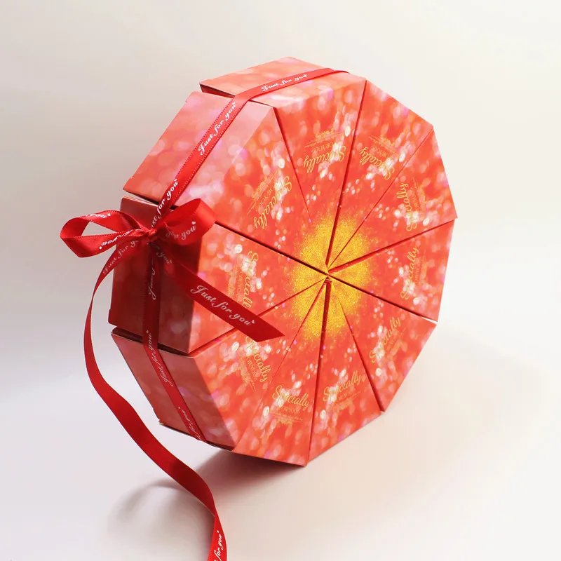 Wedding Sugar Case Romantic Rose Flower Candy Gift Box Triangle Cake Chocolate Packag Box 50pc/lot