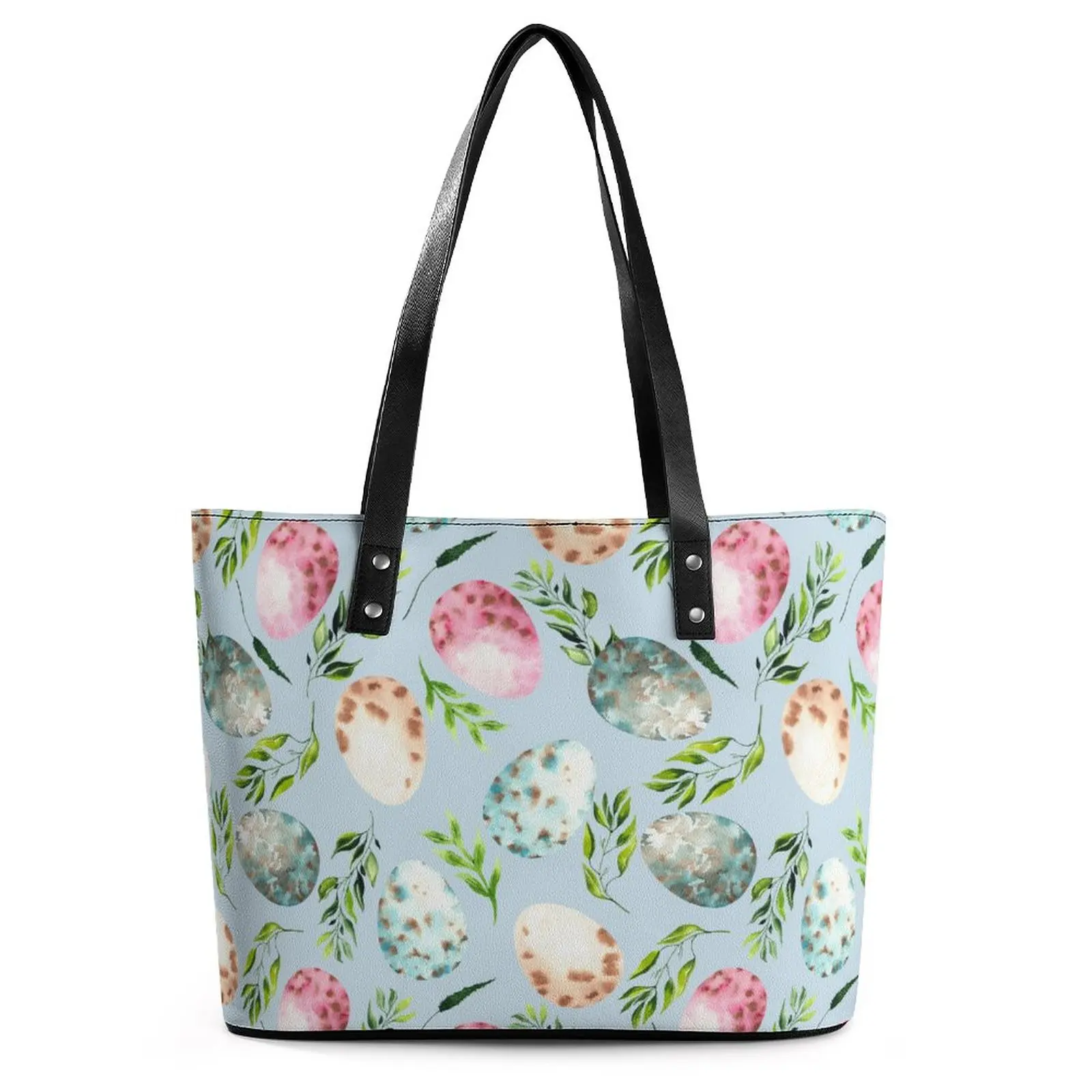 

Пасхальные сумки, женская сумка-тоут с яйцами и листьями, Повседневная деловая сумка через плечо, сумки для покупок из искусственной кожи на...