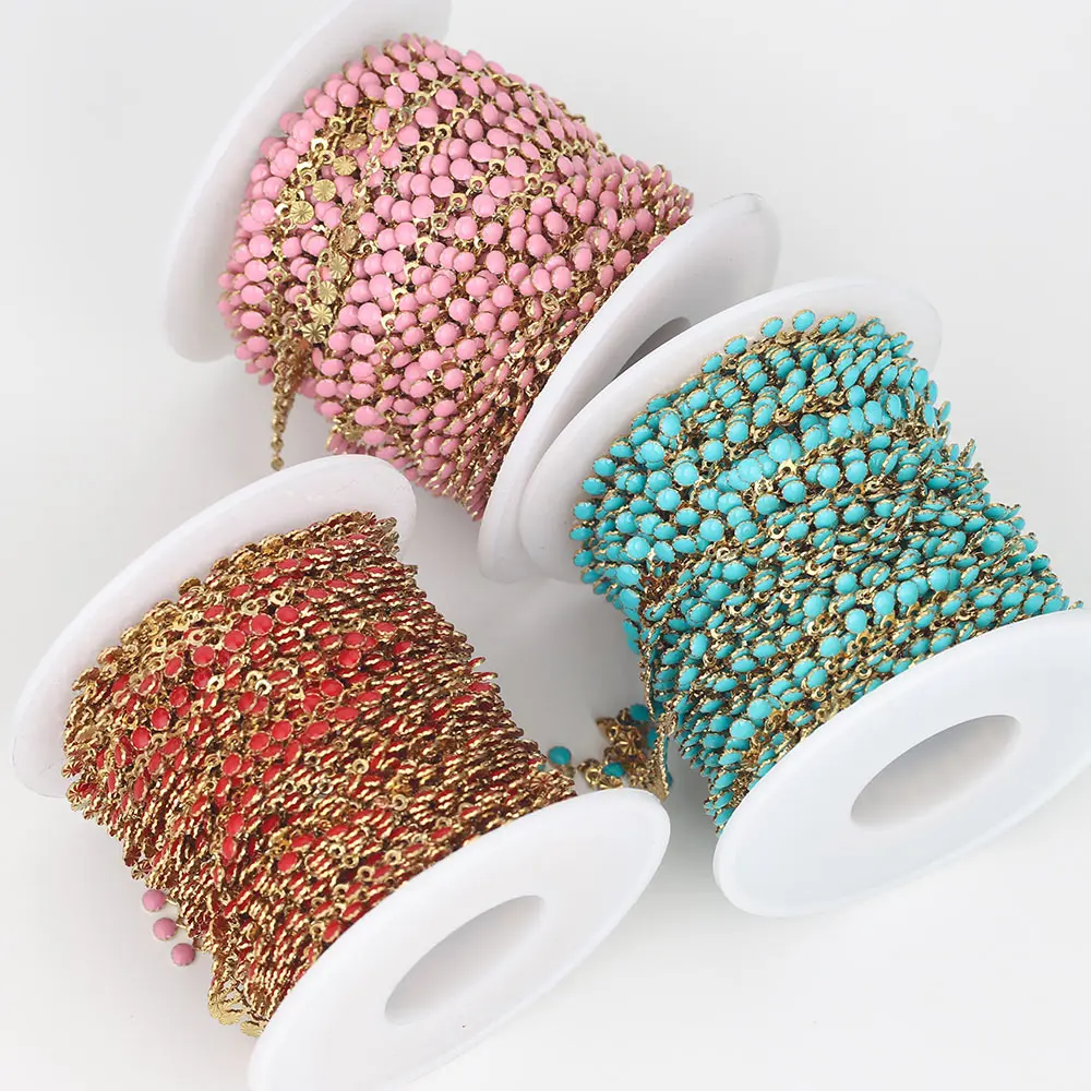 Цепочка Из Нержавеющей Стали с цветными эмалированными звеньями 1 метр - купить