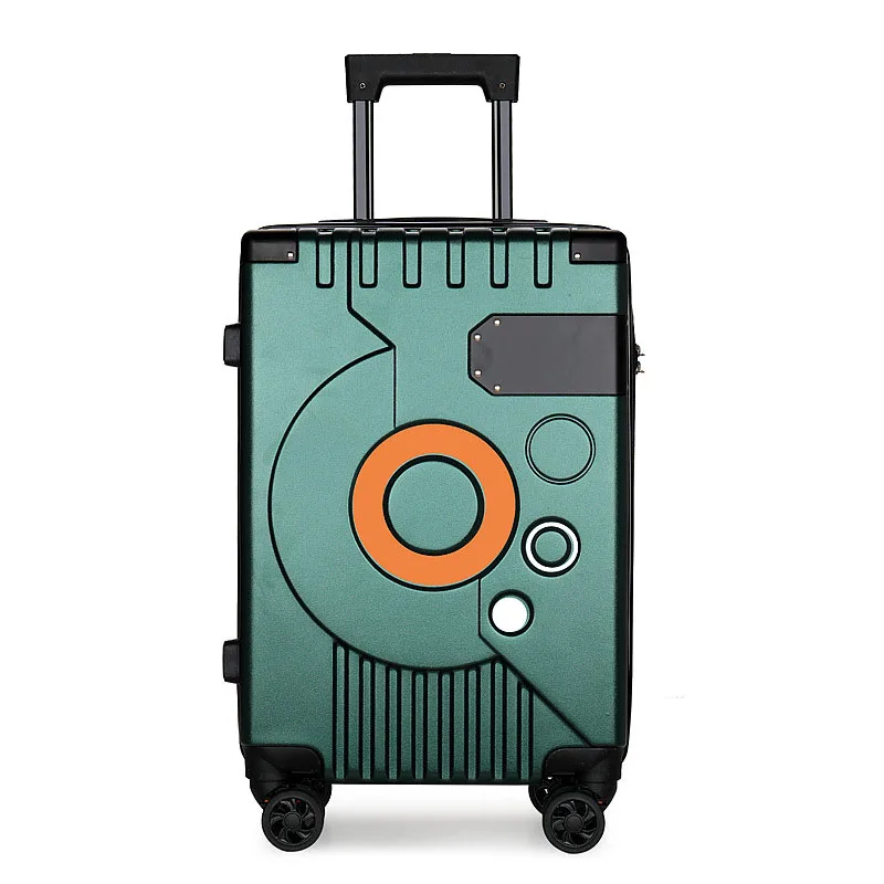 High Appearance Waterproof Aluminum Frame Fashionable Zipper Metal Angle Covered Trolley Case 20 Inch Universal Wheel Mount Chas