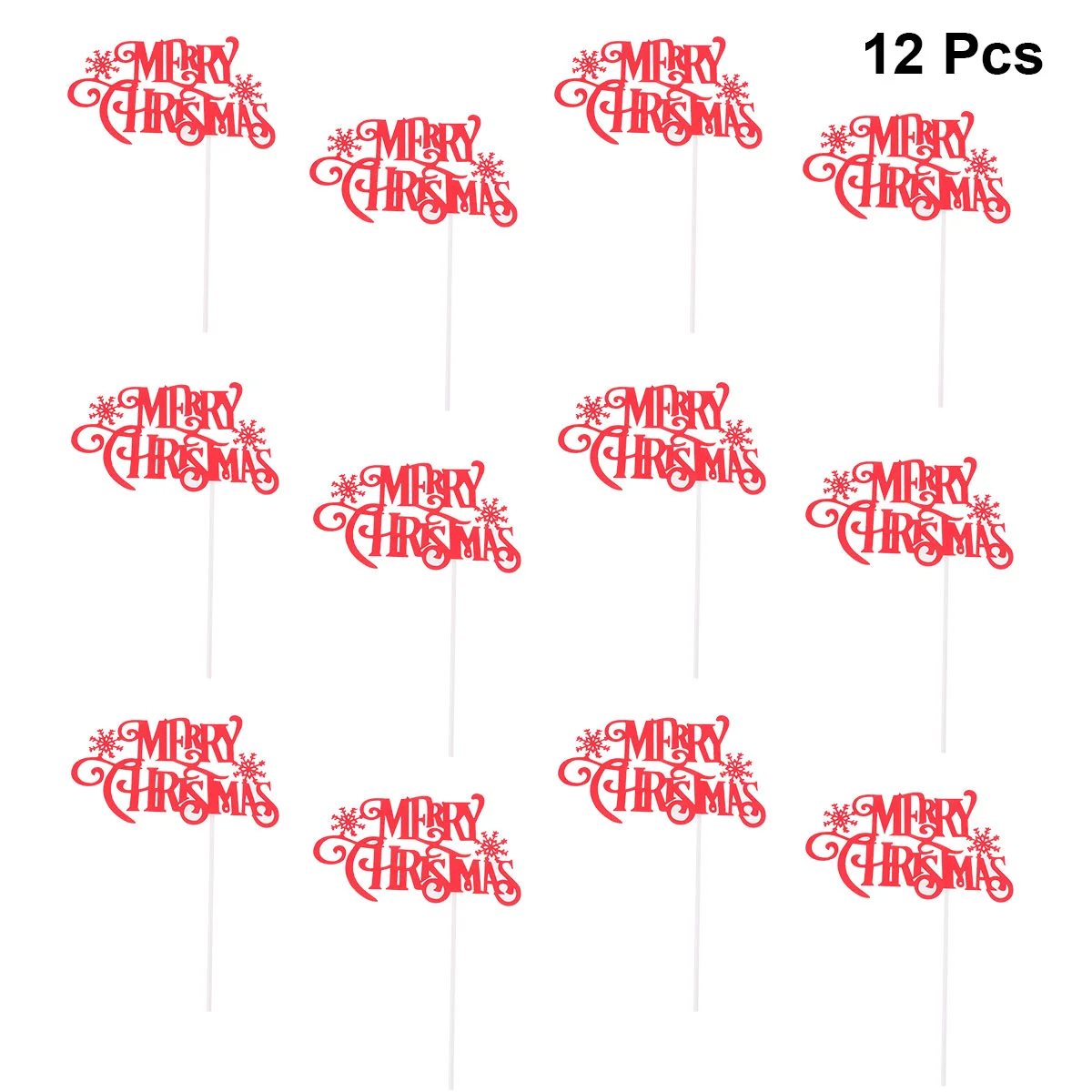 12 Pcs Party Cake Picks Cupcake Topper Christmas Gold Decor Tree Paper Toothpick Dessert Decorations