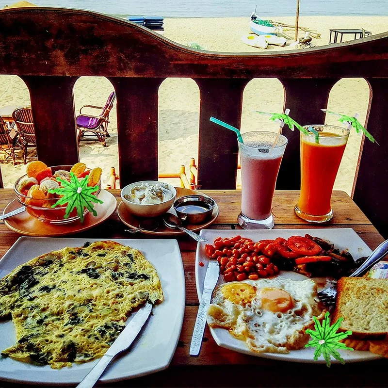 Акция! Зеленые зубочистки из кокосового дерева бумажные зонтики ручная работа