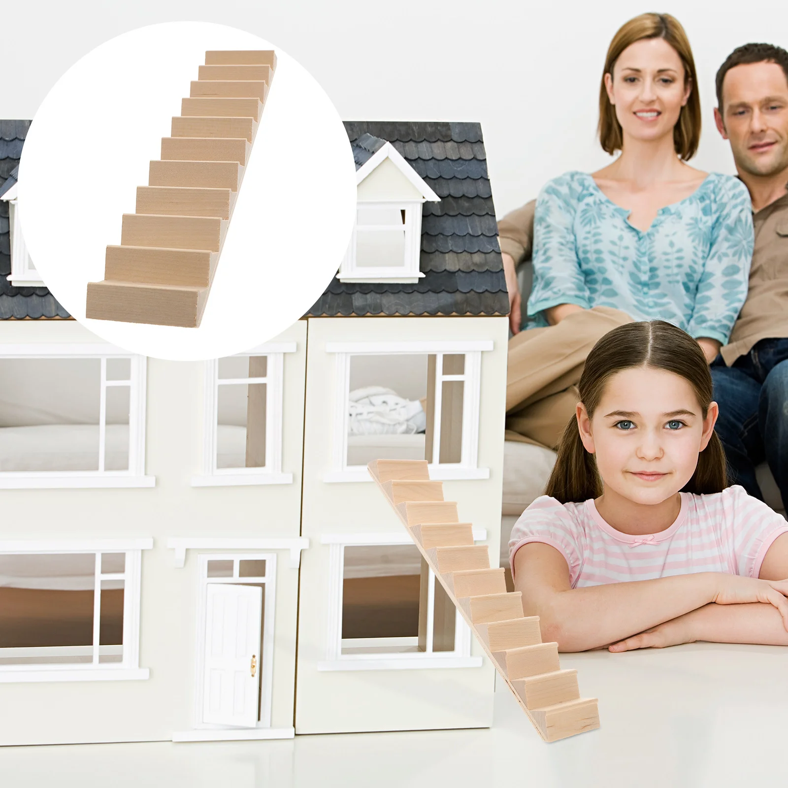 

1: 12 Staircase Miniature Wooden Stairs Furniture Accessories