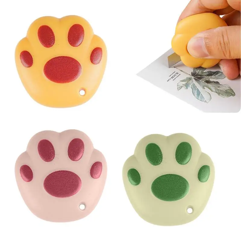 

Mini Box Cutter Cat Paw 3Pcs Retractable Envelope Openers With Keychain Hole Paper Envelope Cutter Portable Cutter For Office