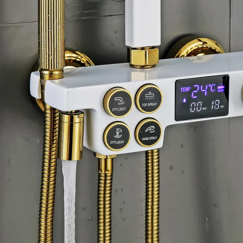 Цифровой душевой набор из белого золота качественный латунный смеситель для