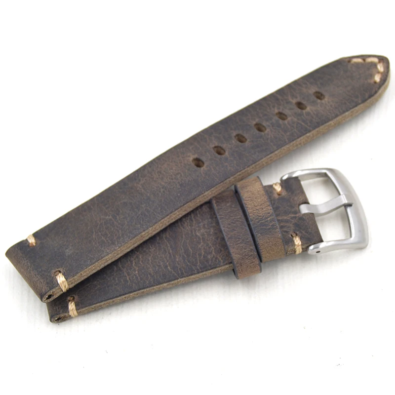 

2021 Handmade 18 19 20 21 22 mm high quality new design Men Watch Band Strap +Vintage Genuine Leather Watchband Correas de reloj