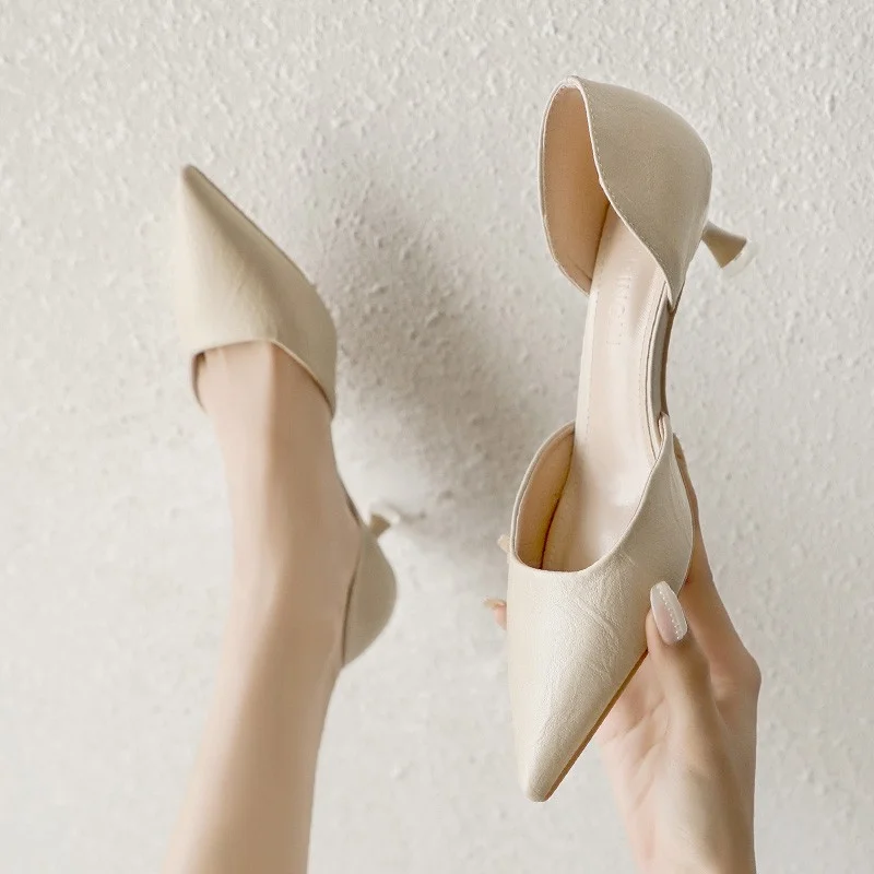 

Women's 2023 New All-match Solid Color Mid-heel Single Shoes Stiletto Pointed Toe High-heeled Shoes Pointed Toe Shoes Ladies