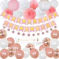 funmemoir rose gold its a girl baby shower banner confetti balloons paper lanterns for baby shower party decorations supplies