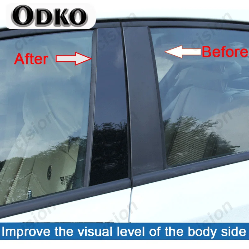 6x углеродное волокно черная Автомобильная дверь окно колонка B C столб крышка