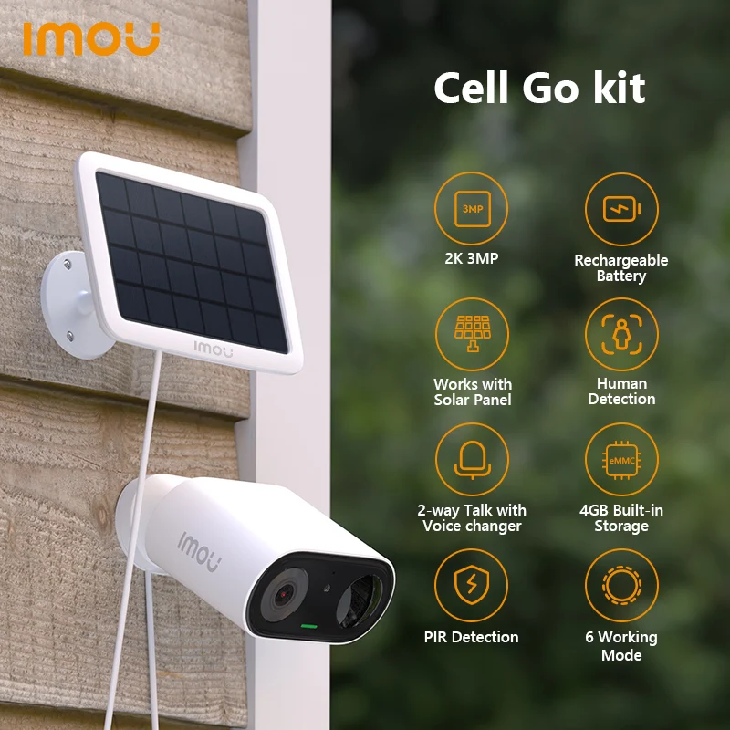 

IMOU Cell Go with Solar Panel 2PCS IP WI-FI Camera 3MP Two-way Talk Built-in Siren 4GB (without Magnetic Plate)