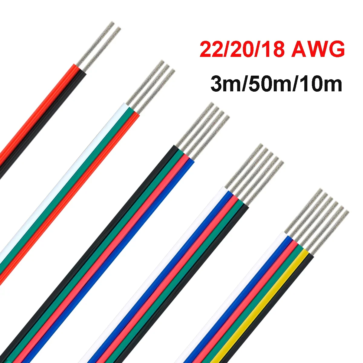 2/3/4/5/6pin электрический провод 12 В удлинительный кабель для светодиодной ленты 22 20