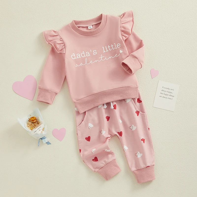 Зимняя одежда для маленьких девочек на День святого Валентина свитшот с