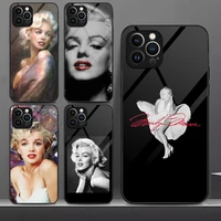 marilyn monroe phone case tempered glass for iphone 13pro 13 12 11 pro max mini x xr xs max 8 7 6s plus se 2020 cover