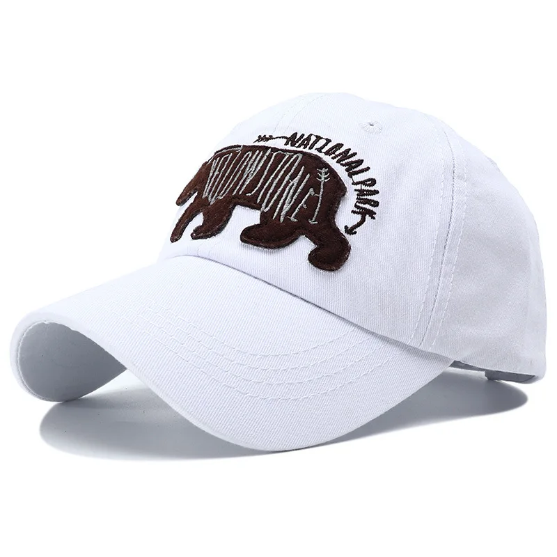 

High Quality Bear Embroidery Black White Washed Denim Baseball Cap Snapback Cap Adjustalbe Dad Hats for Men Gorras Hombre 2022