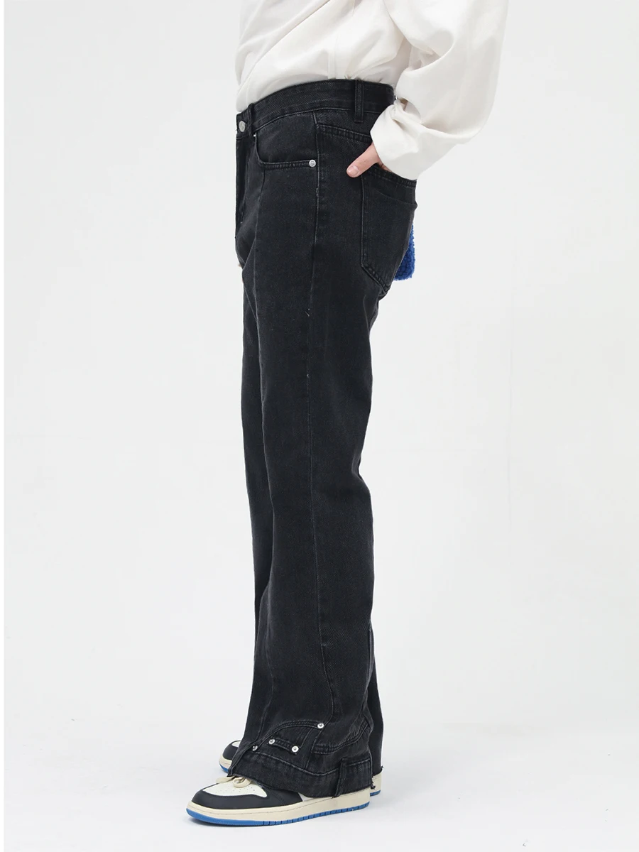 Four Seasons Fashion Retro Brown Loose Men's Tooling Flared Jeans Pants High Street Hip Hop Ladies Casual Loose Denim Trousers