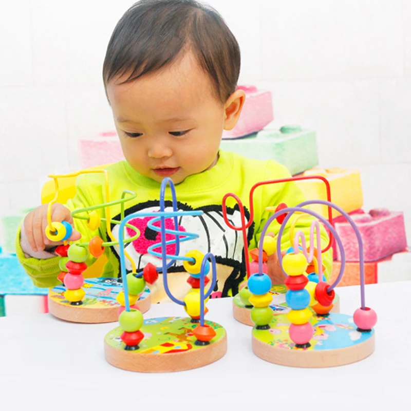 

Лидер продаж, Детские красочные игрушки, обучающая игрушка для малышей, бусины, нитка из бусин, Игровые мини-бусины вокруг шасси с животными