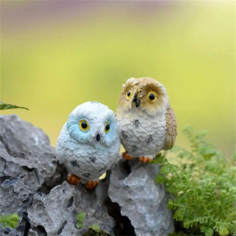 

Night Owl Figurine Fairy Tale Garden Mini Animal Statue Toy Resin Miniature Landscape Flower Pot Moss Glass Container Bonsai