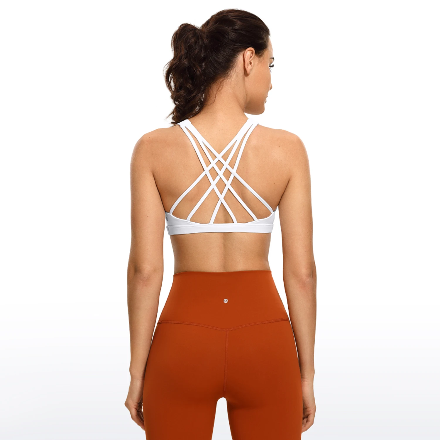 CRZ YOGA Strappy V Neck Sports Bra for Women - Padded Criss Cross Back Workout Yoga Bra