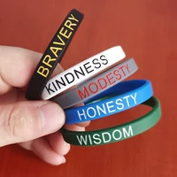 trendy bravery honesty wisdom letter silicone power bracelet for men women personality sports recognition wristband jewelry