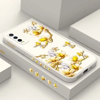 golden flowers phone case for vivo y20 y20i y20s y12s y30 y33s y12 y15 y17 y19 y21 s1 pro y91 y93 y95 silicone cover