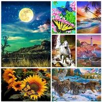 5d diy diamond painting art moon landscape mosaic cross stitch animal horse wolf butterfly rhinestone embroidery crafts home