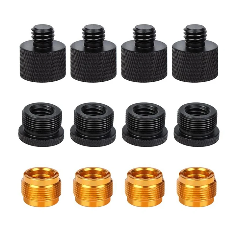 

HOT-12 Pieces Mic Thread Adapter Set Mic Stand Adapter 5/8 Female To 3/8 Male And 3/8 Female To 5/8 Male Screw Adapter