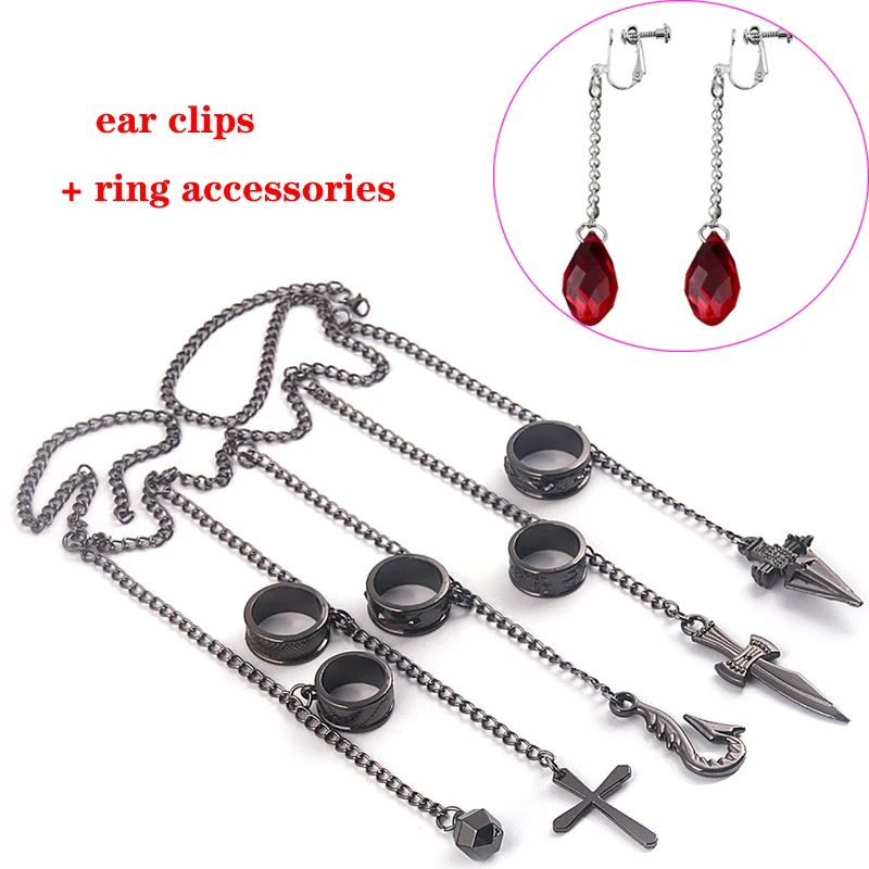 Парик для косплея из аниме Hunter x Kurapika короткие золотистые кольца аксессуары на