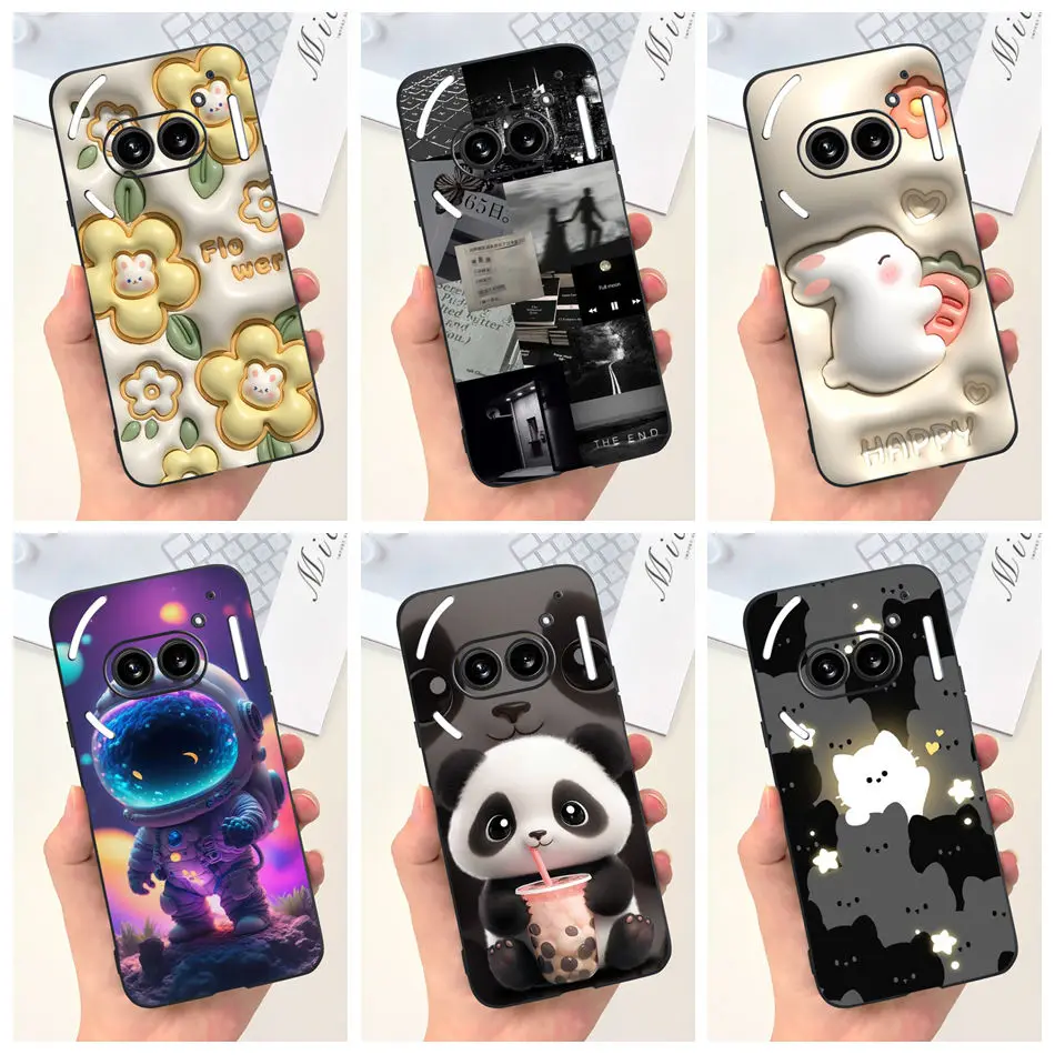 For Nothing Phone (2a) Cute Panda Rabbit Cartoon Case 2a Plus Phone2a Black Silicone Soft Cases