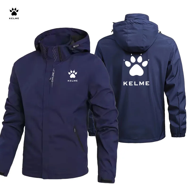 Фото Спортивная ветровка KELME LOGO, мужская ветрозащитная и водонепроницаемая куртка с капюшоном для бега, весенне-осенняя куртка для тренировок на открытом воздухе №1