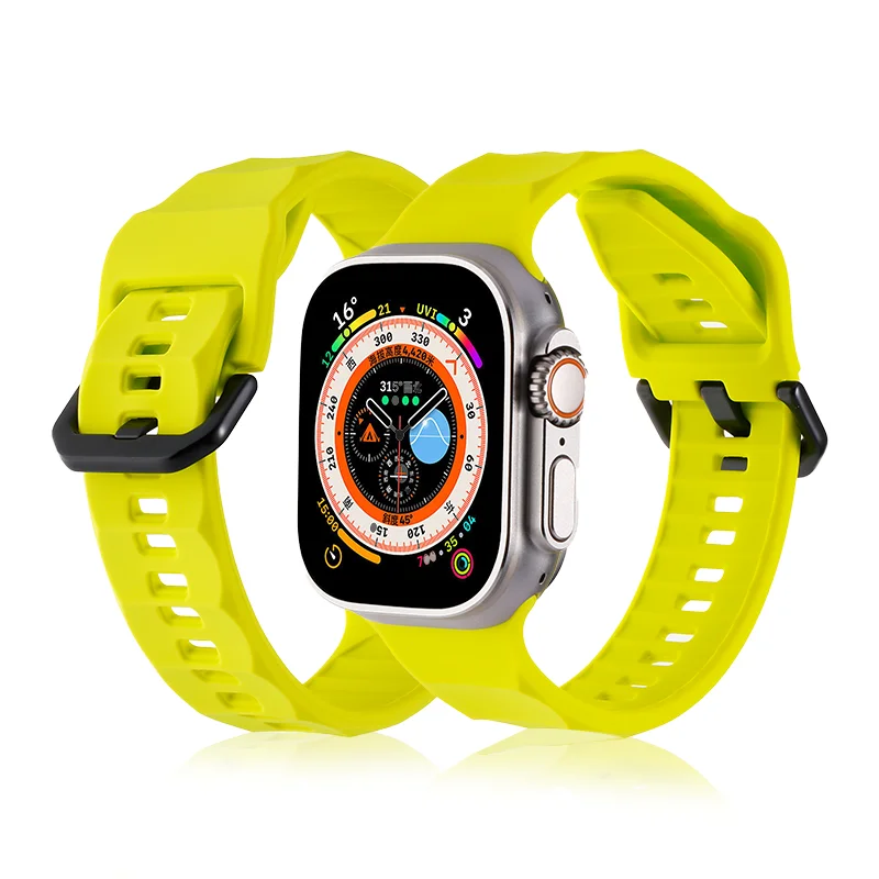 

Soft Silicone Strap For Apple Watch Ultra 44mm 45mm 49mm 40 41mm 42 38mm Wave Sport Correa Bracelet For iWatch Series 7 8 6 5 4