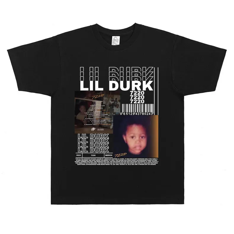 Футболка Rapper Lil Durk 7220 с графическим изображением альбома для мужчин и женщин