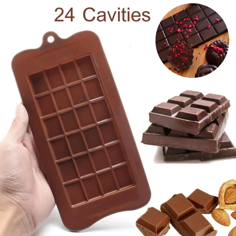 

24 Cavity Square Silicone Chocolate Molds DIY Candy Sugar Mould Bar Block Ice Tray Cake Bake Mold