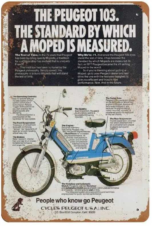 

Novelty Metal Sign Peugeot 103 Mopeds Funny Rustic Decorative Sign Aluminum Sign Wall Plaque Metal Sign Home Decor 8"x12"