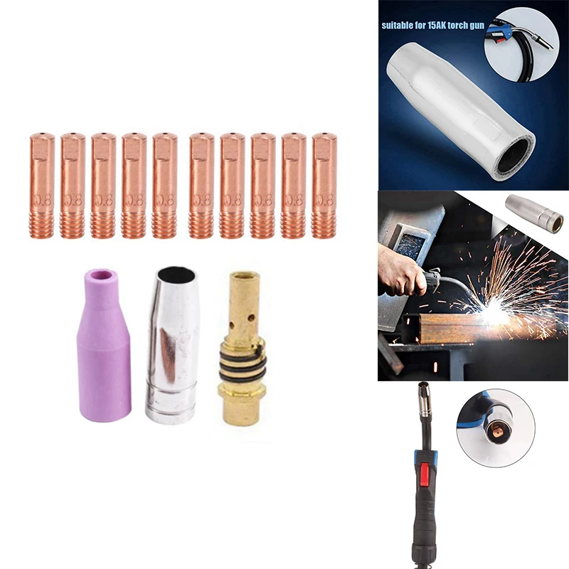 

13Pcs MB15AK Welding Torch Consumables Torch Gas Ceramic Nozzle Tip For 15AK MIG Welding Torch