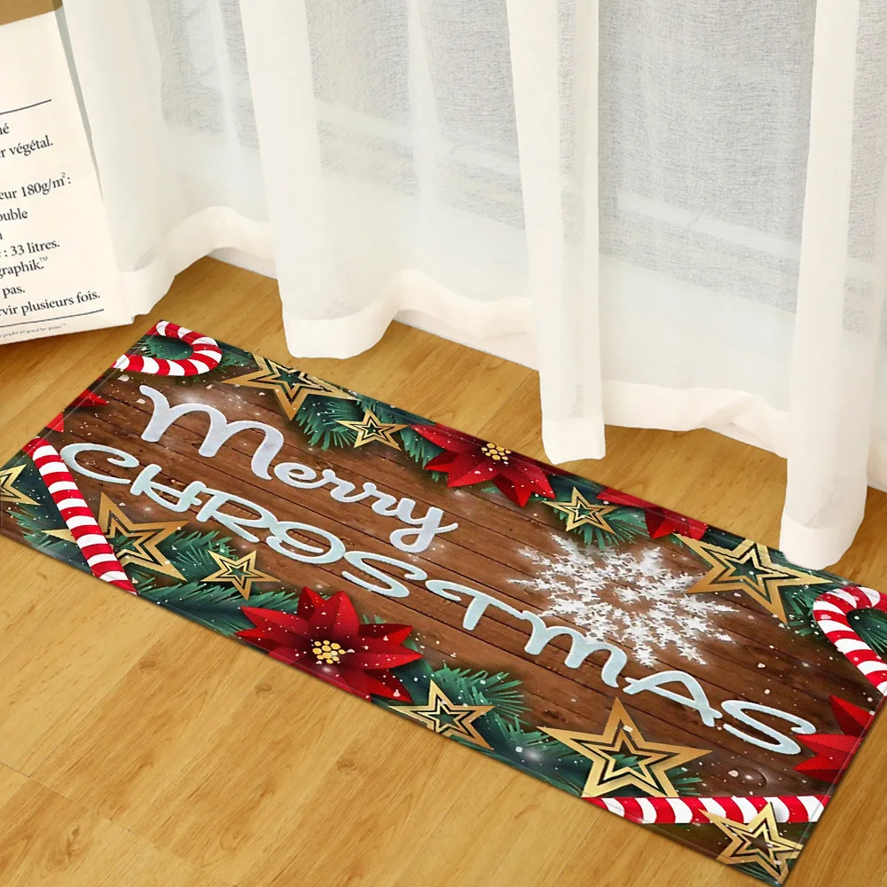 

Merry Christmas Parlor Carpet Xmas Gift Living Room Area Rug Christmas Decor Deer Bedroom Kitchen Mat Memory Foam Kids Play Rug