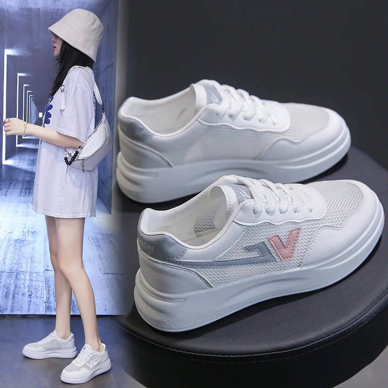 

Little White Shoes Women's Summer Thin Section 2022 Summer New White Shoes Mesh Breathable All-match Sports Net Shoes