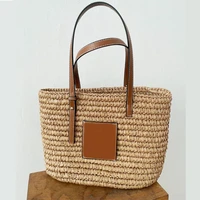 large capacity simple style fashion woven bag tote bag straw bag leisure leisure womens bag handbag shoulder bag for women