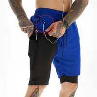 mens gym workout shorts 2 in 1 jogger basketball quick drying double layer sweatshorts male breathable casual beach board shorts