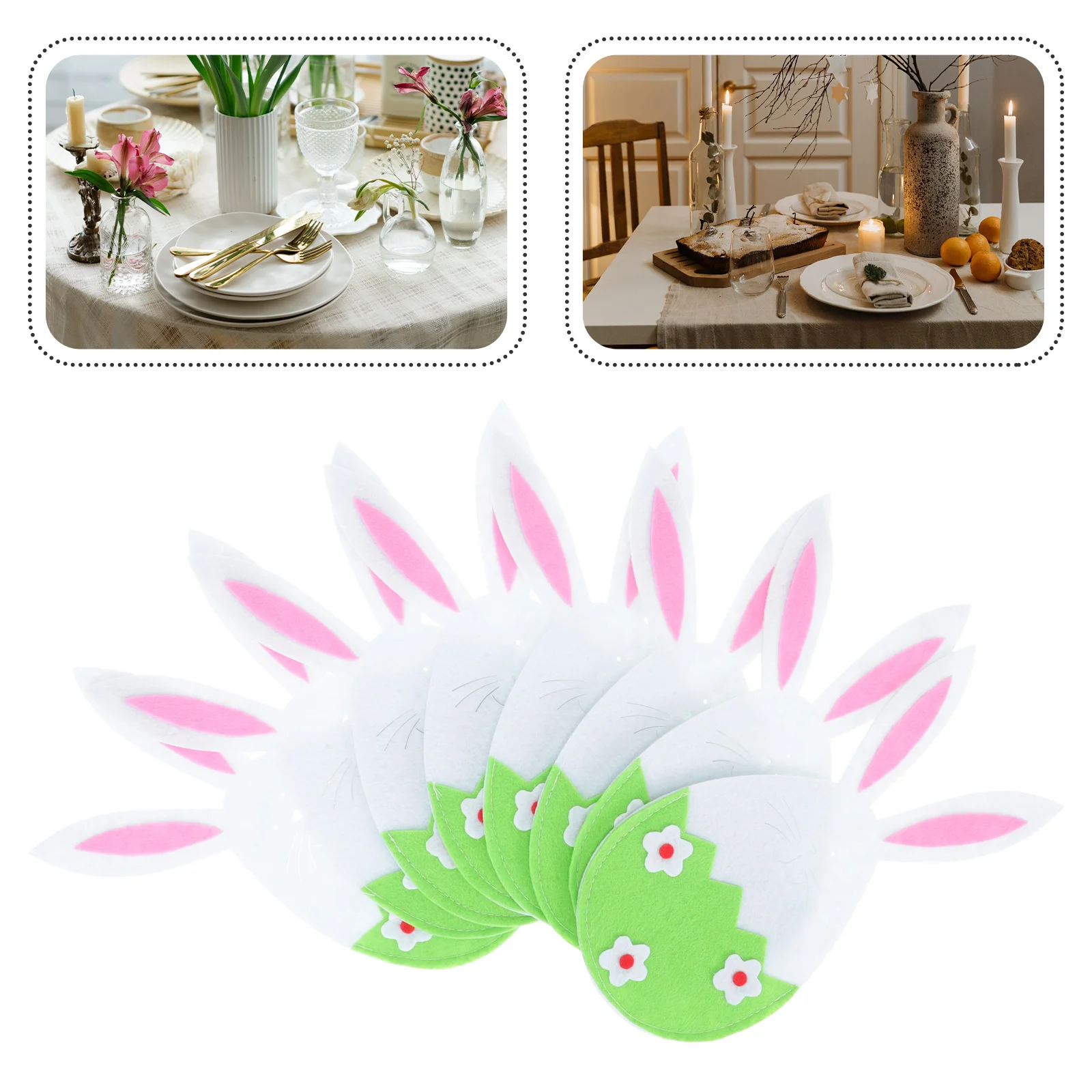 

Easter Cutlery Holder Silverware Tableware Pouch Party Holders Table Decoration Fork Bunny Utensil Napkin Rings Rabbit Egg