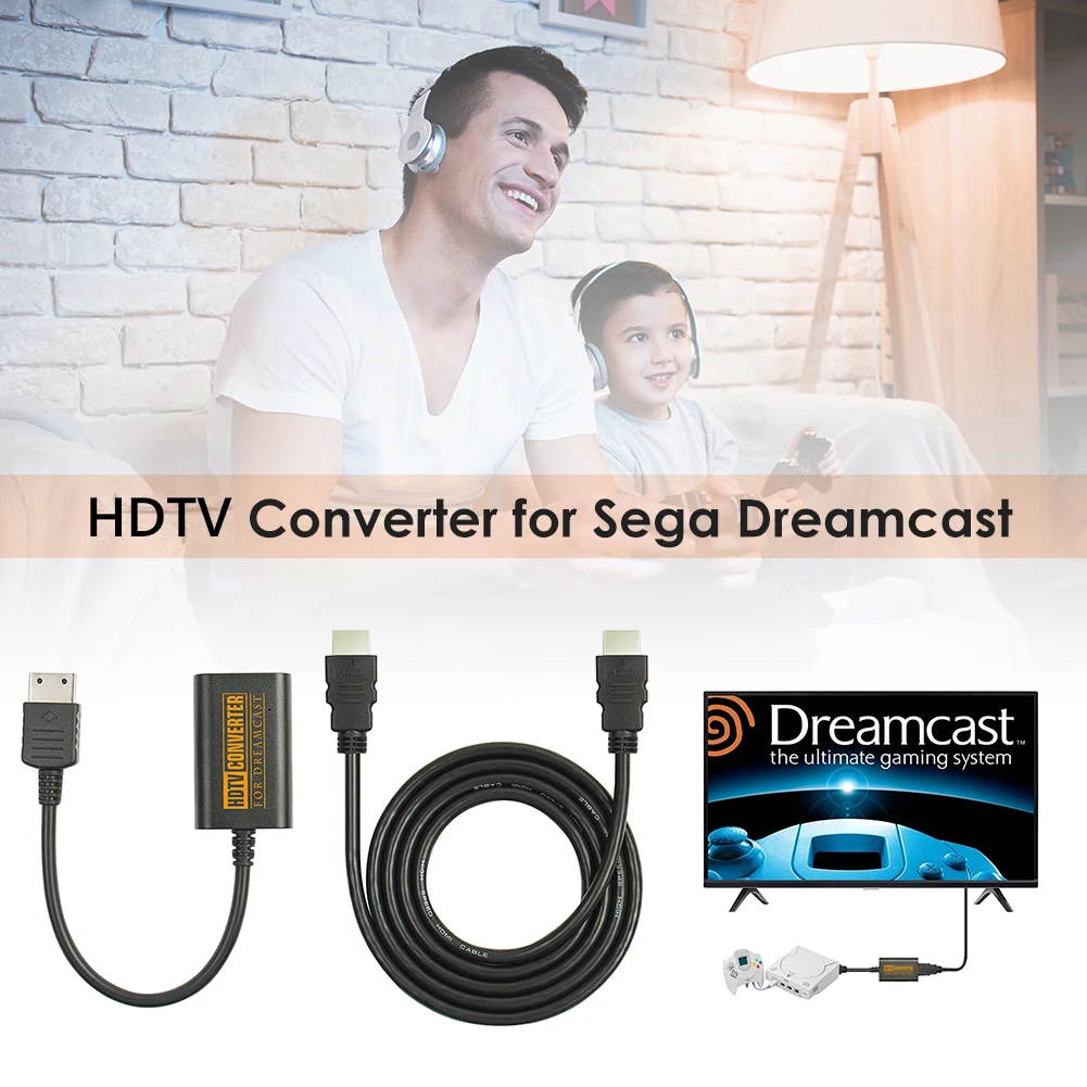 

HDMI-compatible Adapter Portable High Definition Carrying Dongle Dustproof Decors for Sega Dreamcast Supports NTSC 480i 480P