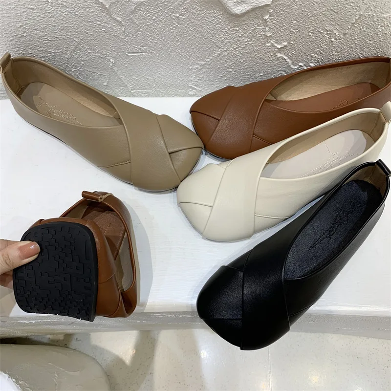 Korean Style Versatile Black Flat Shoes Women Spring Autumn New Slip-on Women Shoes High Quality Luxury Shoes Zapatos De Mujer