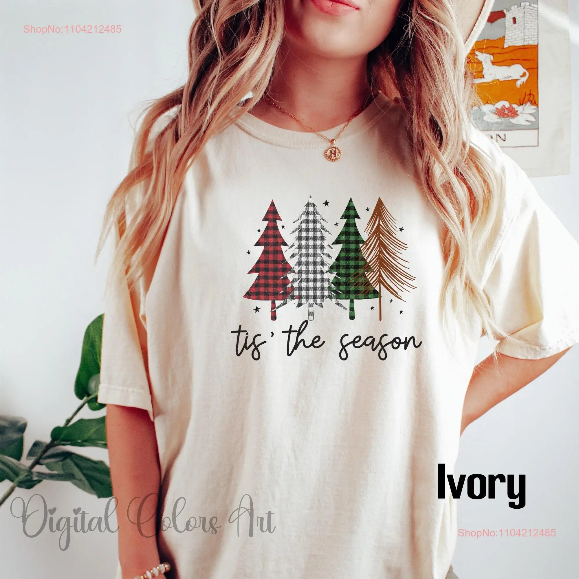 Рождественская футболка удобные цвета ретро клетчатая ель милая рождественская
