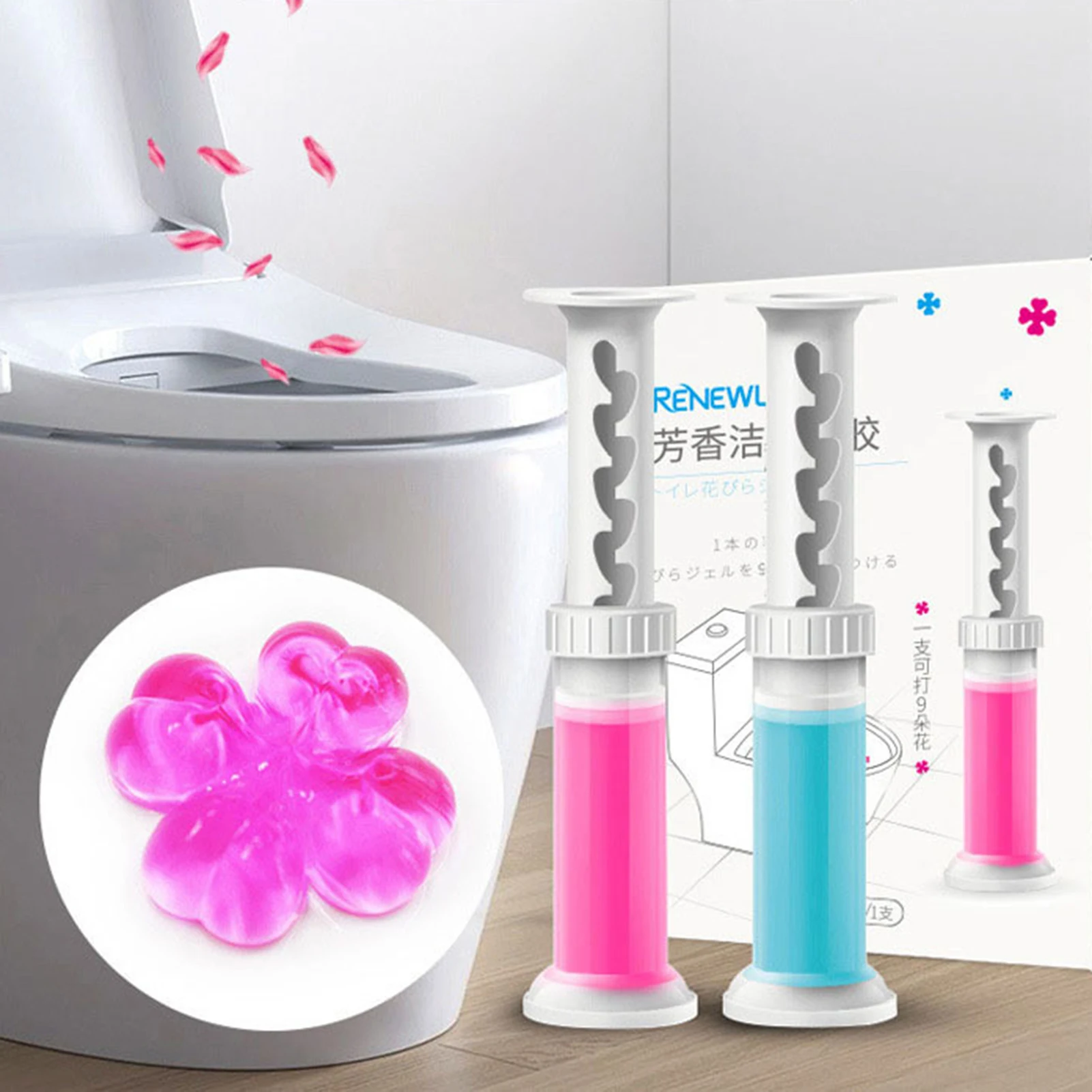 

Toilet Gel Stamp Fresh Gel Toilet Bowl Cleaning Stamps Flower Fragrance Bathroom Deodorizer Toilet Cleaner Gel Stamp Toilet Wand