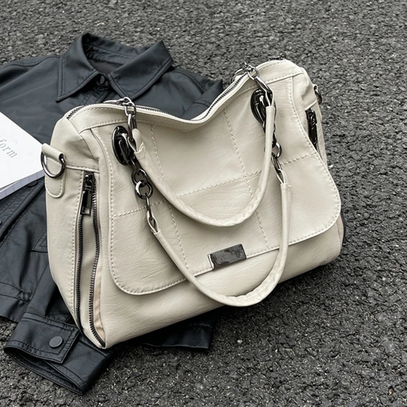 

Винтажная дамская сумочка, дизайнерские сумки через плечо для женщин, вместительные кожаные тоуты, однотонная женская сумка для покупок