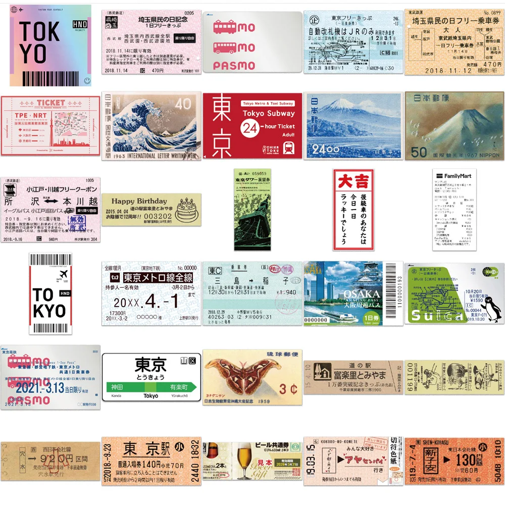 

10/50Pcs Vintage Tokyo Travel Stamp Stickers Retro Stamp Travelling Creative Laptop Guitar Skateboard Motorcycle Sticker Toy