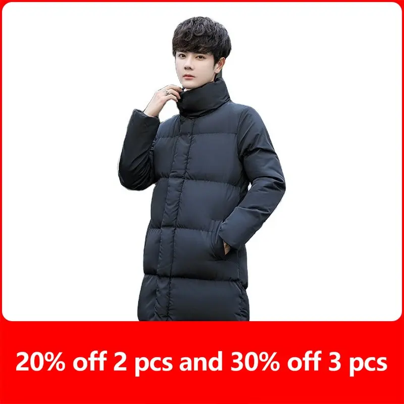 

Winter Padded Jacket Men's Korean Fashion Trend Thickening and Lengthening Padded Jacket Stand-collar Mid-length Jacket Men Coat