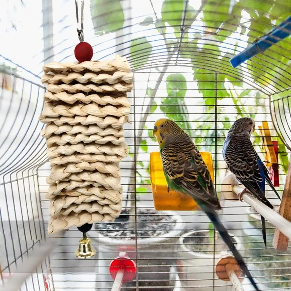Eco-friendly Practical Pet Parrot Grass Pendant Bite Toy Long-lasting Bird Fine Workmanship Cage Accessory | Дом и сад