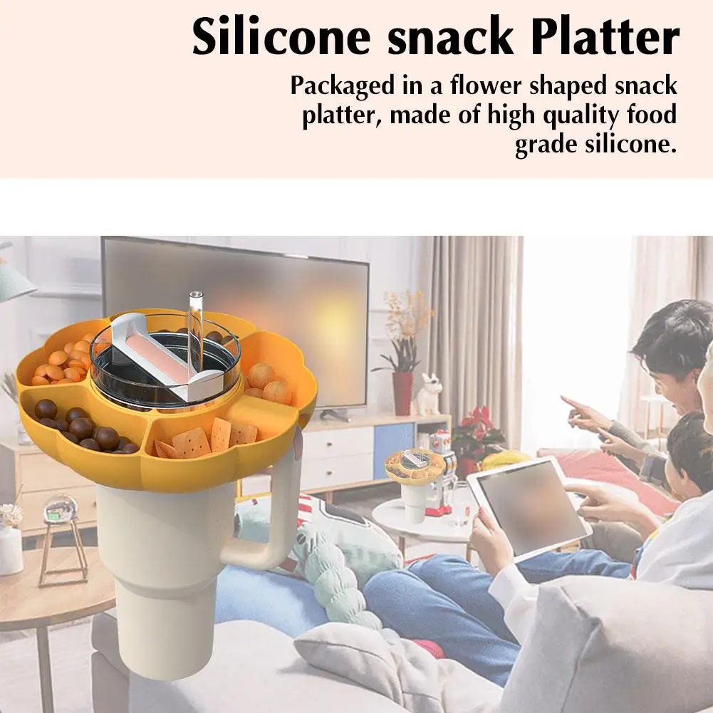 

Silicone Snack Platter Snack Cup Holder Reusable for Stanley Cup 40oz Large Capacity Home Watching Competition Ieisure Prod J1S7