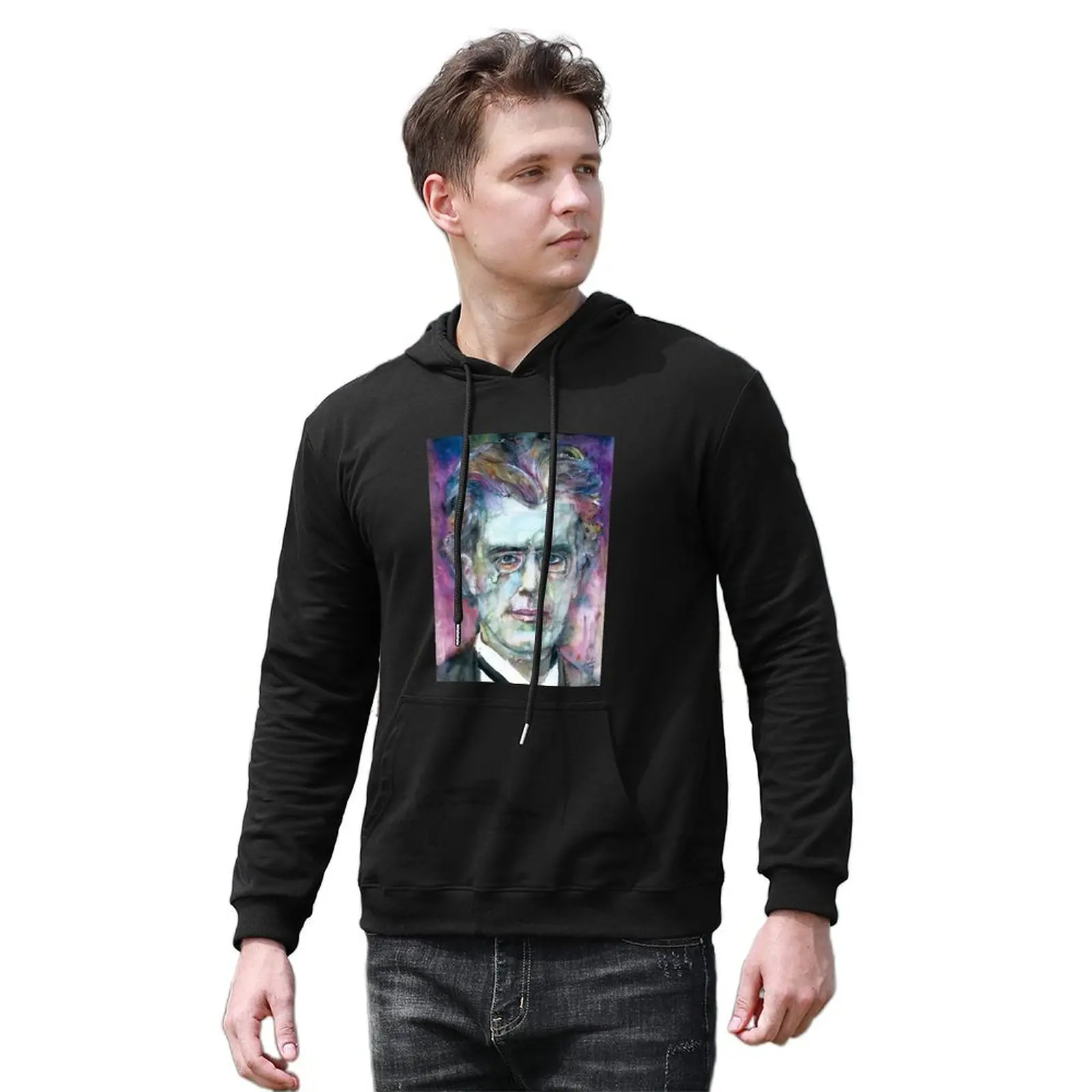 GUSTAV MAHLER - акварельный портрет.5 пуловер с капюшоном одежда в корейском стиле для